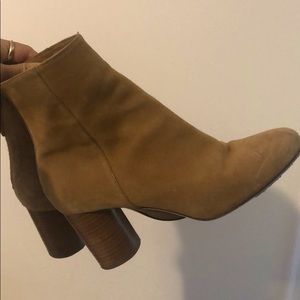 Sandro tan suede boots with wooden heel 38 7.5